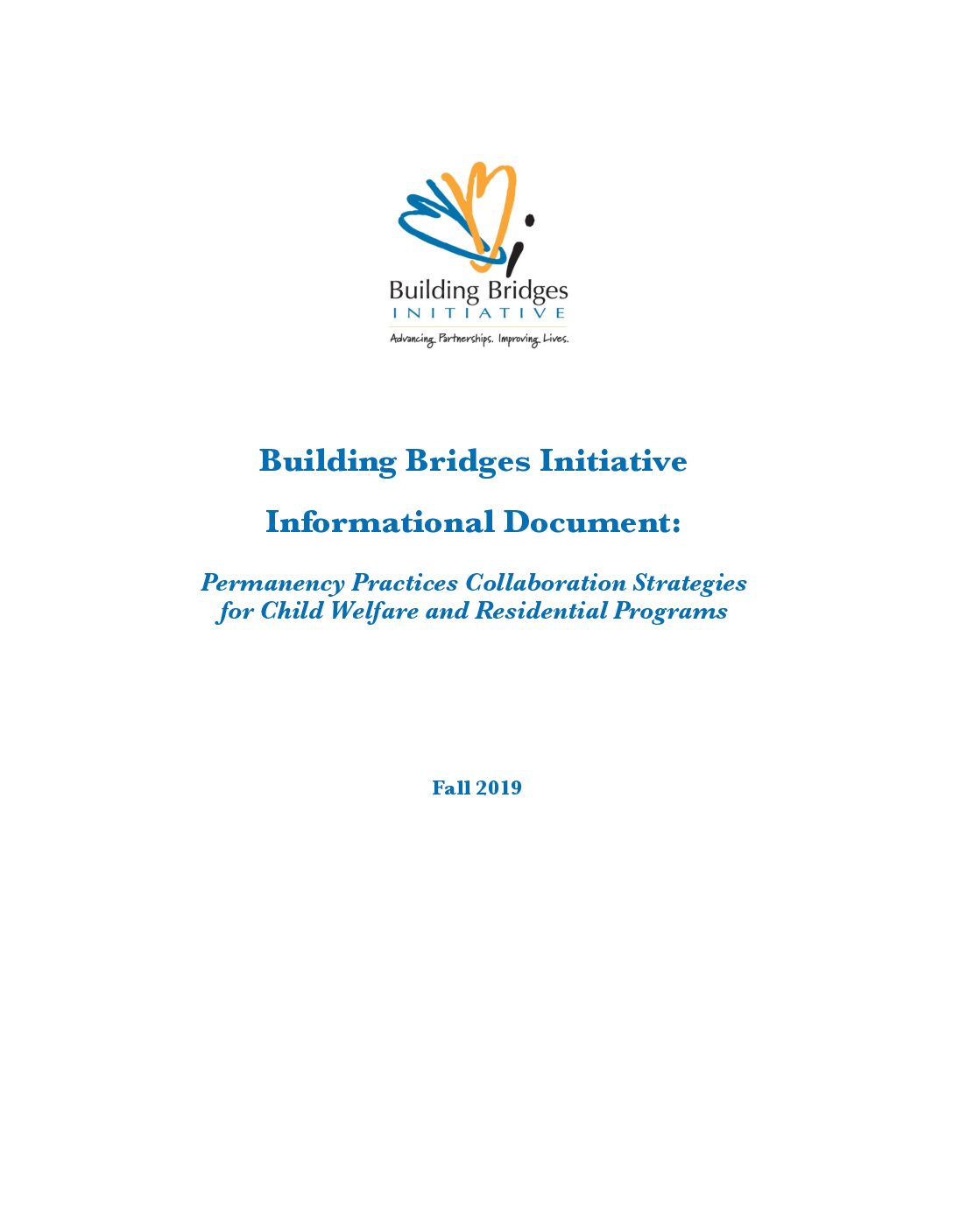 BBI Informational Document: Permanency Practices Collaboration Strategies for Child Welfare and Residential Programs