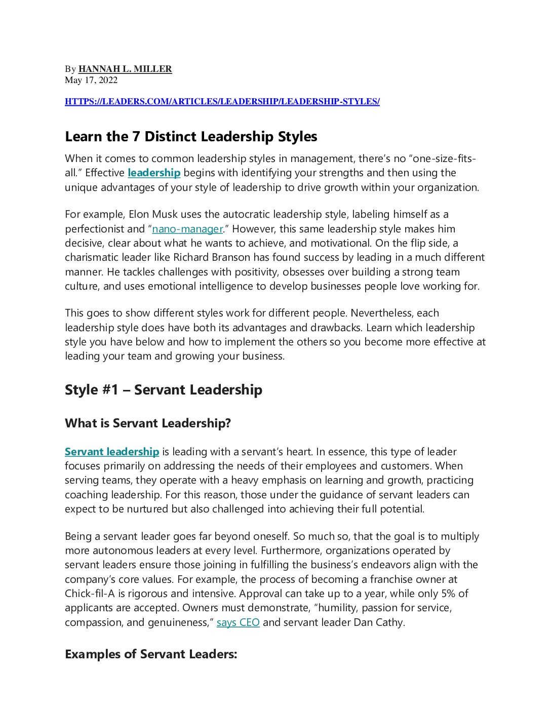 Learn the 7 Distinct Leadership Styles