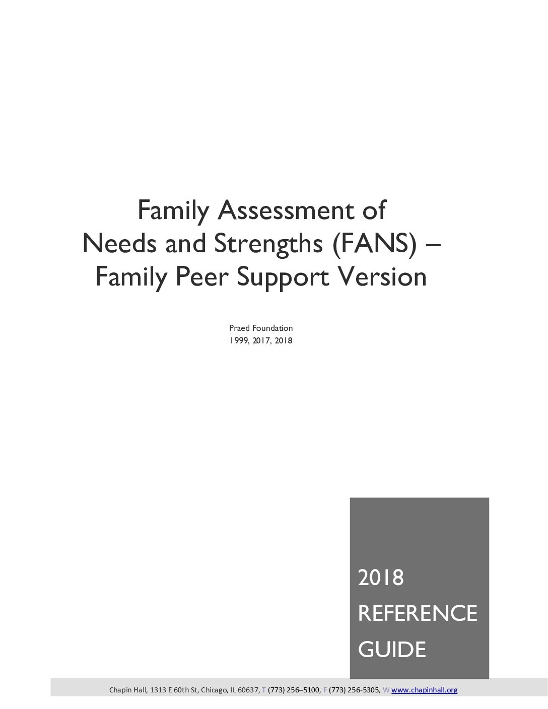 Family Assessment of Needs and Strength (FANS) – Family Peer Support Version